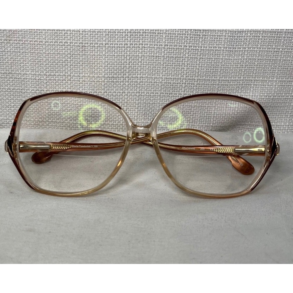 Gloria Vanderbilt 733 Zyloware Oversized Eyeglass Frames Brown Amber Vintage
